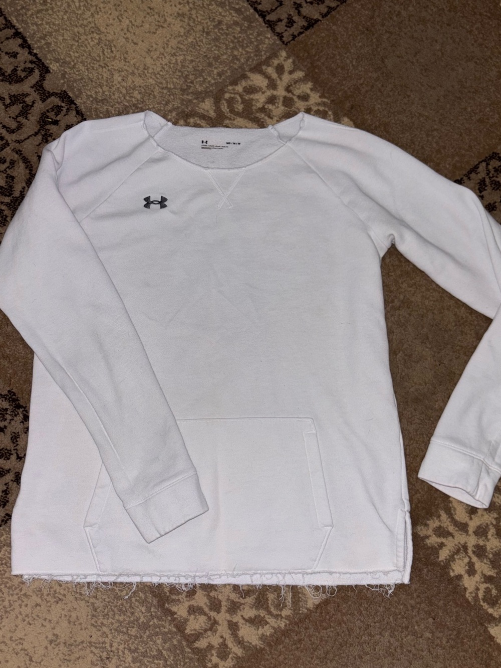 Under Armour White Crewneck Sweatshirt with Embroidered Logo